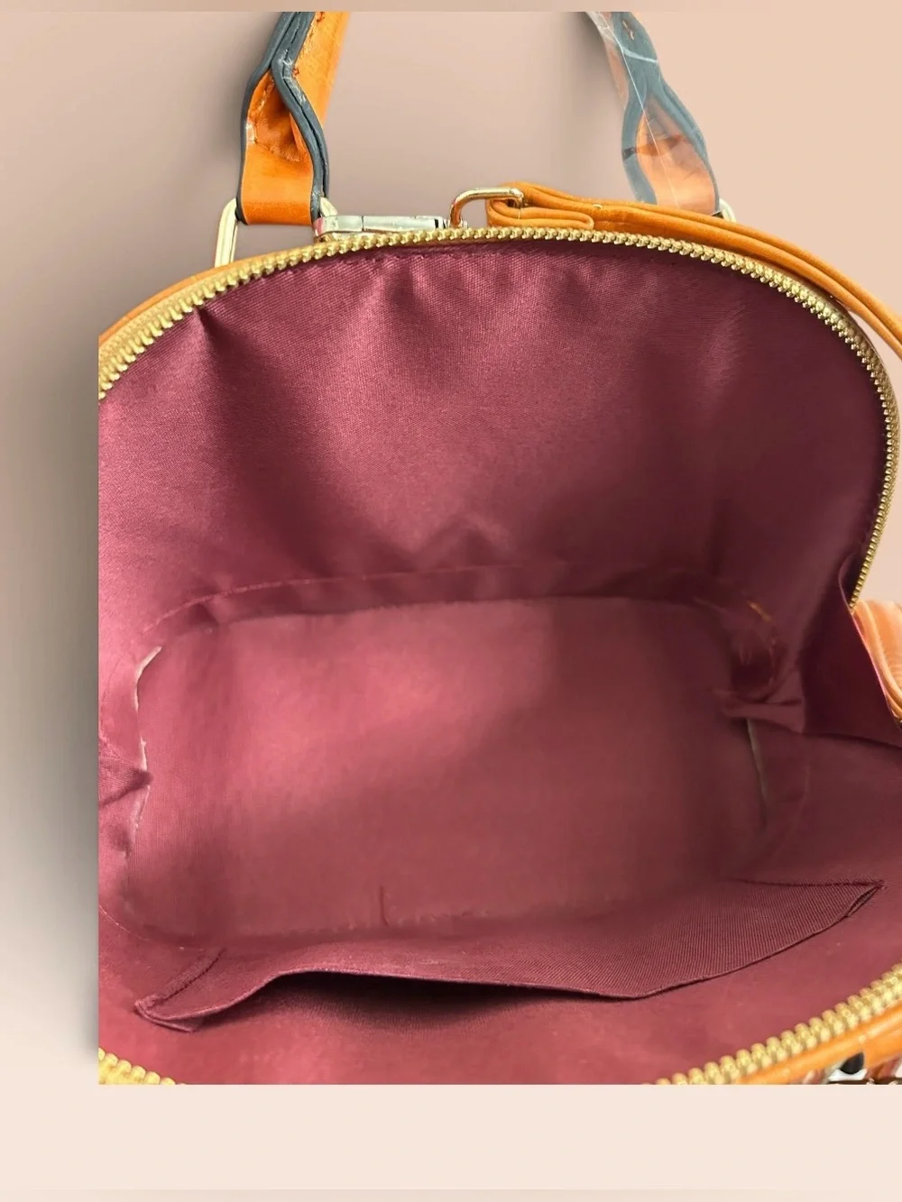 Women’s Small Cognac Croc-Embossed Satchel Handbag